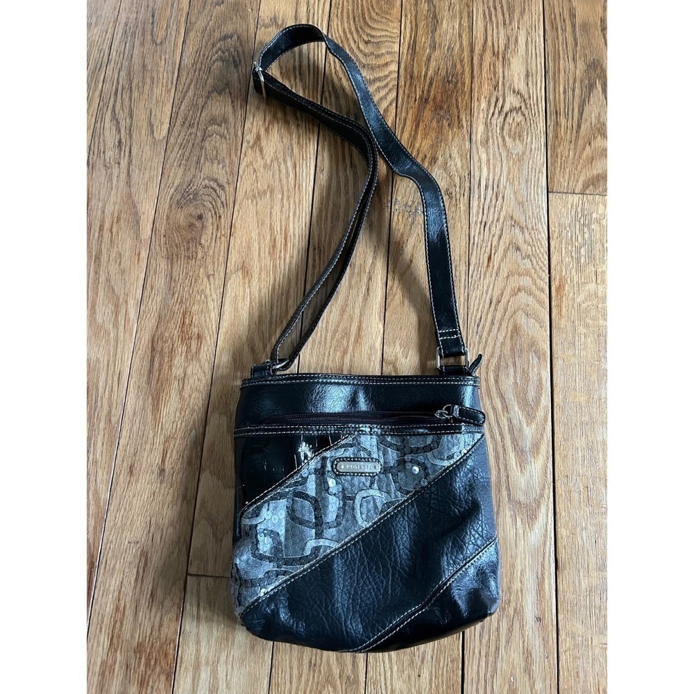 Rosetti‎ Crossbody Bag Black Shoulder Purse Small Silver Accents